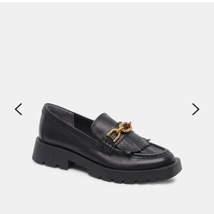 Dolce Vita Black Loafers with Gold Chain